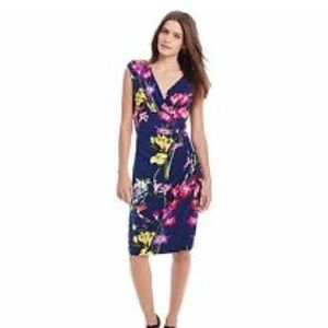 Ralph Lauren Navy Floral Midi Dress